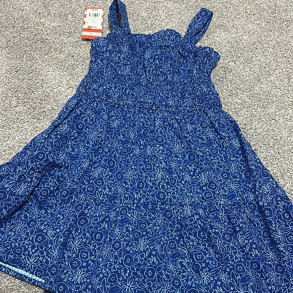 Cat & Jack dark blue floral print dress size‎ XS 4/5 NWT